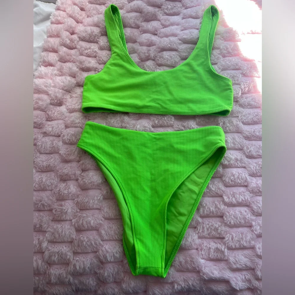 Frankie's Bikinis Neon Green Ribbed.